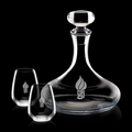 32 Oz. Stratford Crystalline Decanter w/ 2 Stemless Wine Glasses